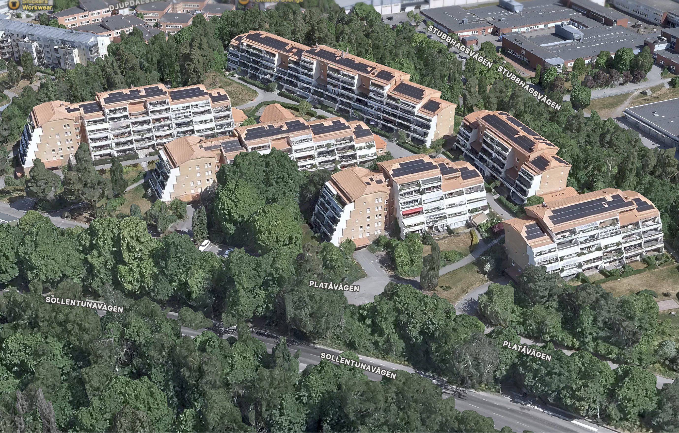 Platåvägen i Edsberg ovanifrån